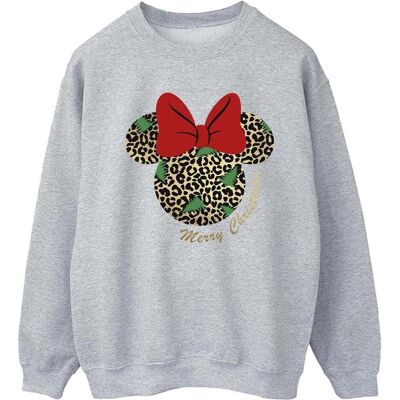 Disney Damen, Pullover, Minnie Mouse Leopard Christmas Sweatshirt, Grau, (M) Disney Damen, Pullover, Minnie Mouse Leopard Christmas Sweatshirt, Grau, (M)