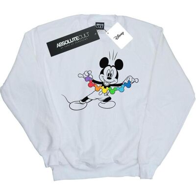 Disney Damen, Pullover, Mickey Mouse Rainbow Chain Sweatshirt, Weiss, Mehrfarbig, (L) Disney Damen, Pullover, Mickey Mouse Rainbow Chain Sweatshirt, Weiss, Mehrfarbig, (L)