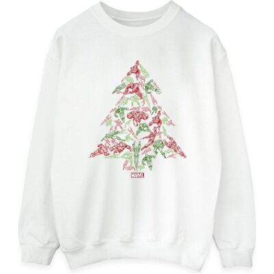 Marvel, Damen, Pullover, Avengers Christmas Tree Sweatshirt, Weiss, Mehrfarbig, (XL) Marvel, Damen, Pullover, Avengers Christmas Tree Sweatshirt, Weiss, Mehrfarbig, (XL)