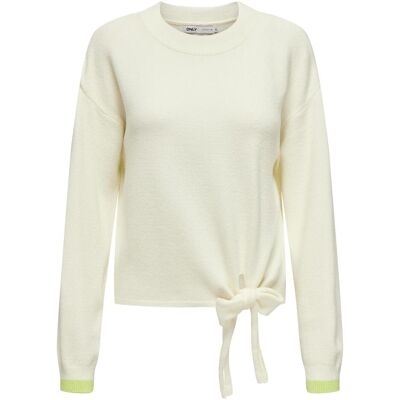 Only, Damen, Pullover, Onlmisty Ls Knot Contrast Pull Ex Knt, Weiss, (S) Only, Damen, Pullover, Onlmisty Ls Knot Contrast Pull Ex Knt, Weiss, (S)