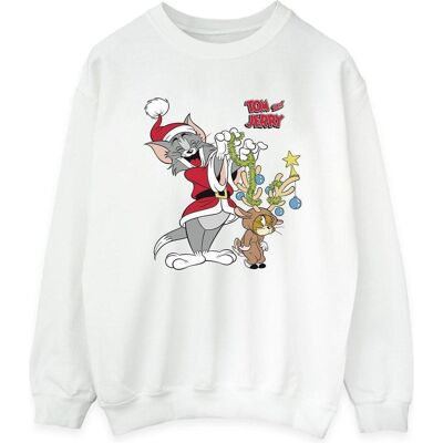 Tom & Jerry, Damen, Pullover, Christmas Reindeer Sweatshirt, Weiss, (S) Tom & Jerry, Damen, Pullover, Christmas Reindeer Sweatshirt, Weiss, (S)