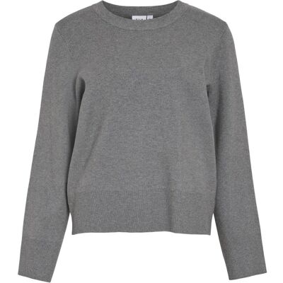 Vila, Damen, Pullover, Rundhals Strickpullover, Grau, (M) Vila, Damen, Pullover, Rundhals Strickpullover, Grau, (M)