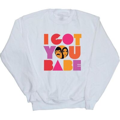 Sonny & Cher, Damen, Pullover, I Got You Sweatshirt, Weiss, (L) Sonny & Cher, Damen, Pullover, I Got You Sweatshirt, Weiss, (L)