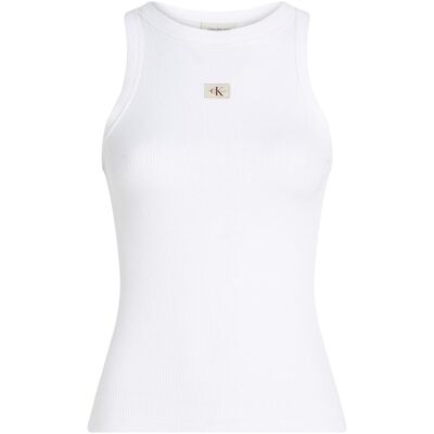 Calvin Klein Jeans, Damen, Shirts, Woven Label Rib Tank Top, Weiss, (XS) Calvin Klein Jeans, Damen, Shirts, Woven Label Rib Tank Top, Weiss, (XS)