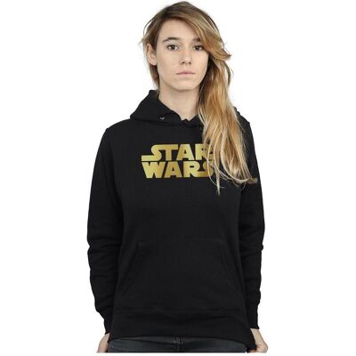 Star Wars, Damen, Pullover, Gold Logo Kapuzenpullover, Schwarz, (XL) Star Wars, Damen, Pullover, Gold Logo Kapuzenpullover, Schwarz, (XL)