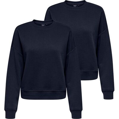 Only, Damen, Pullover, Sweatshirt Casual Locker sitzend ONLSWEAT LIFE CREW OVERSIZE SWT 2P, Blau, (L) Only, Damen, Pullover, Sweatshirt Casual Locker sitzend ONLSWEAT LIFE CREW OVERSIZE SWT 2P, Blau, (L)