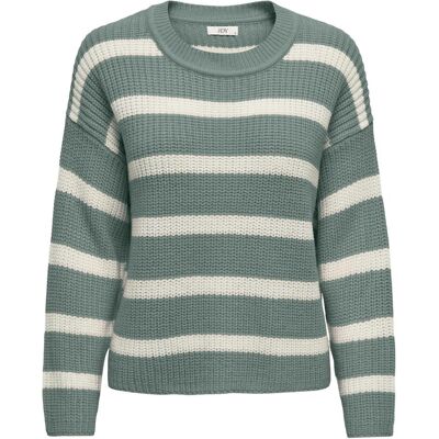 Only, Damen, Pullover, JDYJUSTY L/S STRIPE PULLOVER KNT NOOS Strickpullover, Grün, (S) Only, Damen, Pullover, JDYJUSTY L/S STRIPE PULLOVER KNT NOOS Strickpullover, Grün, (S)