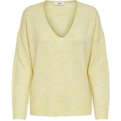 JdY, Damen, Pullover, V-Ausschnitt Strickpullover, Gelb, (S) JdY, Damen, Pullover, V-Ausschnitt Strickpullover, Gelb, (S)