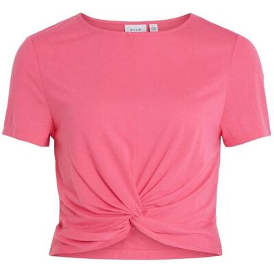 Vila, Damen, Blusen, Kurzärmeliges Crop Top, Rosa, (XL) Vila, Damen, Blusen, Kurzärmeliges Crop Top, Rosa, (XL)