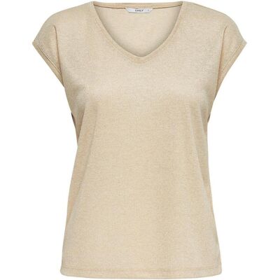 Only, Damen, Blusen, Lässiges Oberteil mit kurzen Ärmeln, Gold, (XL) Only, Damen, Blusen, Lässiges Oberteil mit kurzen Ärmeln, Gold, (XL)