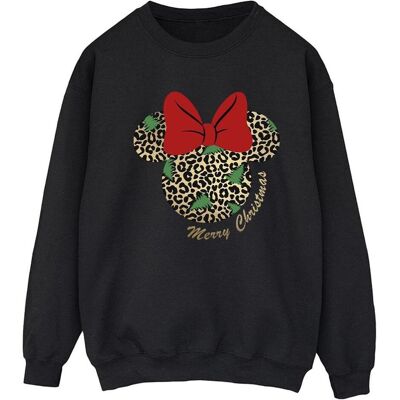 Disney Damen, Pullover, Minnie Mouse Leopard Christmas Sweatshirt, Schwarz, (XL) Disney Damen, Pullover, Minnie Mouse Leopard Christmas Sweatshirt, Schwarz, (XL)