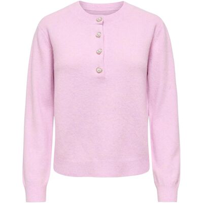 Only, Damen, Pullover, Onlmacey Ls Oneck Half Button Knt, Rosa, (L) Only, Damen, Pullover, Onlmacey Ls Oneck Half Button Knt, Rosa, (L)
