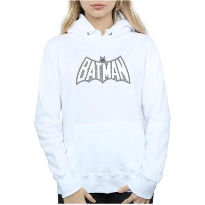 Dc Comics, Damen, Pullover, Batman Retro Crackle Logo Kapuzenpullover, Weiss, (L) Dc Comics, Damen, Pullover, Batman Retro Crackle Logo Kapuzenpullover, Weiss, (L)