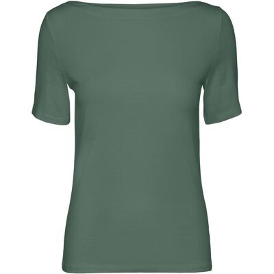 Vero Moda, Damen, Shirts, U-Boot-Ausschnitt Oberteil mit kurzen Ärmeln, Grün, (M) Vero Moda, Damen, Shirts, U-Boot-Ausschnitt Oberteil mit kurzen Ärmeln, Grün, (M)