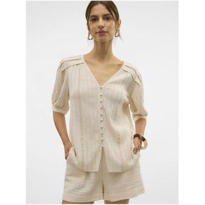 Vero Moda, Damen, Blusen, Vmdahlia S/S V-Neck Shirt Wvn Btq, Grau, (M) Vero Moda, Damen, Blusen, Vmdahlia S/S V-Neck Shirt Wvn Btq, Grau, (M)
