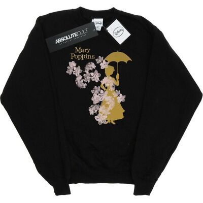 Disney Damen, Pullover, Mary Poppins Floral Silhouette Sweatshirt, Schwarz, (M) Disney Damen, Pullover, Mary Poppins Floral Silhouette Sweatshirt, Schwarz, (M)