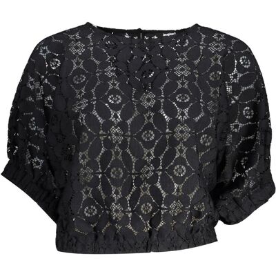 Desigual, Damen, Blusen, Black Polyester Women's Blouse, Schwarz, (L) Desigual, Damen, Blusen, Black Polyester Women's Blouse, Schwarz, (L)