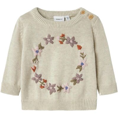 Name it, Mädchen, Pullover, Nbfopair Ls Knit, Weiss, Grau, (86) Name it, Mädchen, Pullover, Nbfopair Ls Knit, Weiss, Grau, (86)