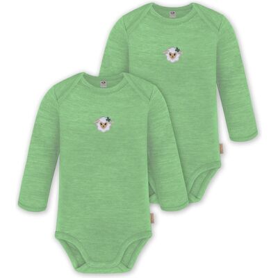 Normani, Babybodys, 2er Pack Baby Merino Body Langarm „Auckland" - 9369, Grün, (56, 62, 68, 74, 80, 86, 92, 98) Normani, Babybodys, 2er Pack Baby Merino Body Langarm „Auckland" - 9369, Grün, (56, 62, 68, 74, 80, 86, 92, 98)