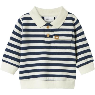 Name it, Jungen, Pullover, Gestreiftes Sweatshirt mit Polokragen, Blau, (62) Name it, Jungen, Pullover, Gestreiftes Sweatshirt mit Polokragen, Blau, (62)