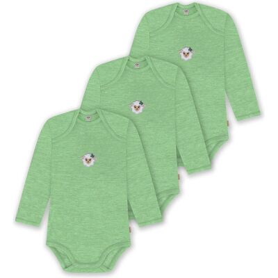 Normani, Babybodys, 3er Pack Baby Merino Body Langarm „Auckland" - 9379, Grün, (56, 62, 68, 74, 80, 86, 92, 98) Normani, Babybodys, 3er Pack Baby Merino Body Langarm „Auckland" - 9379, Grün, (56, 62, 68, 74, 80, 86, 92, 98)