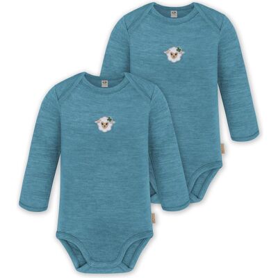 Normani, Babybodys, 2er Pack Baby Merino Body Langarm „Auckland" - 9369, Blau, (56, 62, 68, 74, 80, 86, 92, 98) Normani, Babybodys, 2er Pack Baby Merino Body Langarm „Auckland" - 9369, Blau, (56, 62, 68, 74, 80, 86, 92, 98)