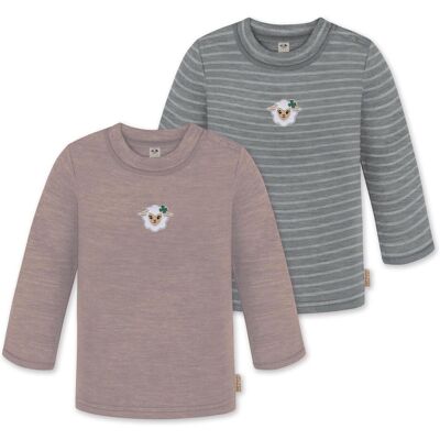 Normani, Babybodys, 2er Pack Baby Merino Longsleeve „Taupo" - 9473, Grau, Rosa, (104, 110, 116, 62, 68, 74, 80, 86, 92, 98) Normani, Babybodys, 2er Pack Baby Merino Longsleeve „Taupo" - 9473, Grau, Rosa, (104, 110, 116, 62, 68, 74, 80, 86, 92, 98)