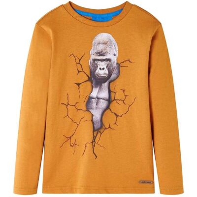 vidaXL Jungen, Shirts, Kinder-Langarmshirt Dunkelocker 104,Material: 100, Gelb, (104) vidaXL Jungen, Shirts, Kinder-Langarmshirt Dunkelocker 104,Material: 100, Gelb, (104)