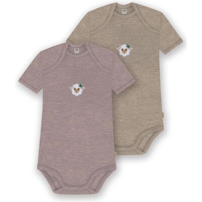 Normani, Babybodys, 2er Set Baby Merino Body Kurzarm „Tauranga" - 9297, Rosa, Beige, (56, 62, 68, 74, 80, 86, 92, 98) Normani, Babybodys, 2er Set Baby Merino Body Kurzarm „Tauranga" - 9297, Rosa, Beige, (56, 62, 68, 74, 80, 86, 92, 98)