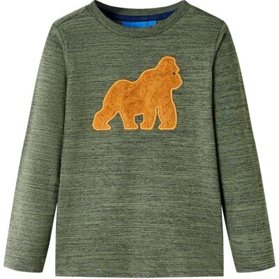 vidaXL Jungen, Shirts, Kinder-Langarmshirt Khaki Melange 104,Material: 80, Grün, (104) vidaXL Jungen, Shirts, Kinder-Langarmshirt Khaki Melange 104,Material: 80, Grün, (104)