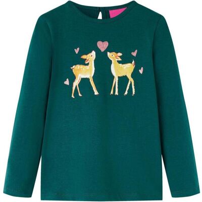 vidaXL Mädchen, Shirts, Kinder-Langarmshirt Dunkelgrün 116,Material: 95, Grün, (116) vidaXL Mädchen, Shirts, Kinder-Langarmshirt Dunkelgrün 116,Material: 95, Grün, (116)