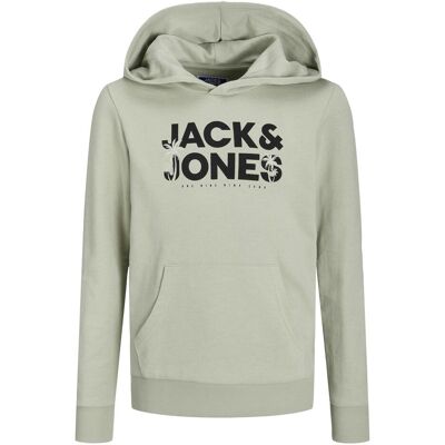 Jack & Jones, Jungen, Pullover, Jjembro Palm Sweat Hood Jnr, Grau, (128) Jack & Jones, Jungen, Pullover, Jjembro Palm Sweat Hood Jnr, Grau, (128)