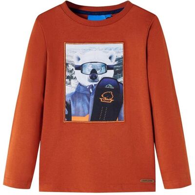vidaXL Jungen, Shirts, Kinder-Langarmshirt Rostbraun 116,Material: 100, Braun, (116) vidaXL Jungen, Shirts, Kinder-Langarmshirt Rostbraun 116,Material: 100, Braun, (116)