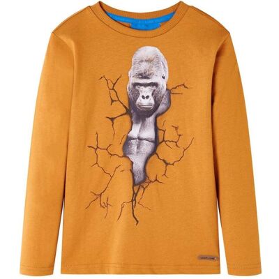 vidaXL Jungen, Shirts, Kinder-Langarmshirt Dunkelocker 116,Material: 100, Gelb, (116) vidaXL Jungen, Shirts, Kinder-Langarmshirt Dunkelocker 116,Material: 100, Gelb, (116)
