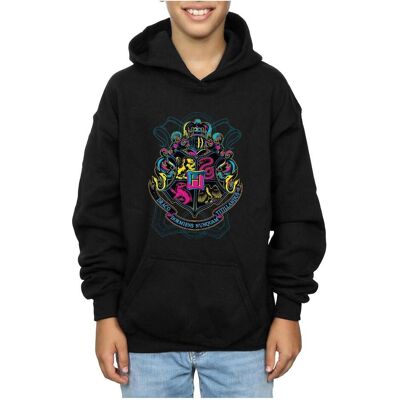 Harry Potter, Jungen, Pullover, Neon Hogwarts Crest Kapuzenpullover Jungen, Schwarz, (152, 158) Harry Potter, Jungen, Pullover, Neon Hogwarts Crest Kapuzenpullover Jungen, Schwarz, (152, 158)
