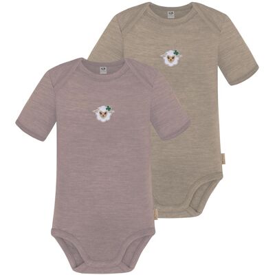 Normani, Babybodys, 2er Set Baby Merino Body Kurzarm „Tauranga" - 9293, Rosa, Beige, (56, 62, 68, 74, 80, 86, 92, 98) Normani, Babybodys, 2er Set Baby Merino Body Kurzarm „Tauranga" - 9293, Rosa, Beige, (56, 62, 68, 74, 80, 86, 92, 98)