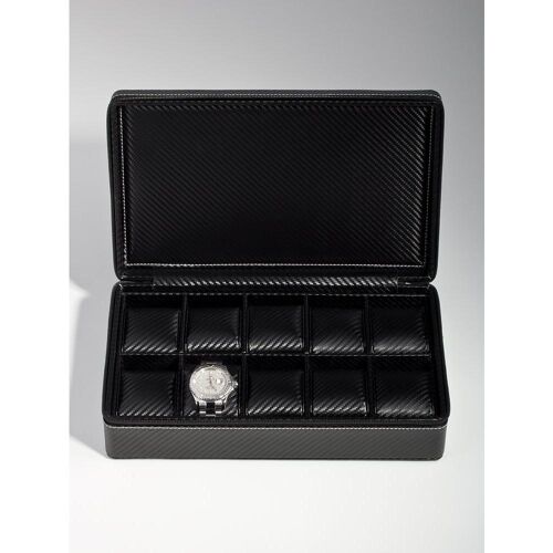 Rothenschild, Uhrenbox + Schmuckaufbewahrung, Uhrenkoffer RS-3250-10BL fuer 10 Uhren carbon, Schwarz