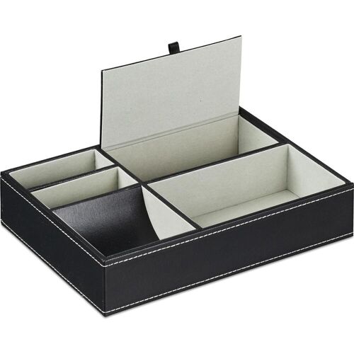 Relaxdays, Uhrenbox + Schmuckaufbewahrung, Schmucktablett, Schwarz
