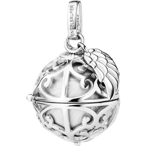 Engelsrufer Kettenanhänger, Klangkugel mit Flügel, (Sterling Silber 925 rhodiniert)