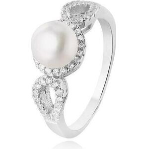 Beneto, Ring, Silver ring with crystals and real pearl AGG205 - Circuit: 50 mm, (50) Beneto, Ring, Silver ring with crystals and real pearl AGG205 - Circuit: 50 mm, (50)
