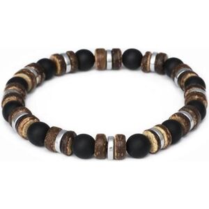 Beneto, Armschmuck, Onyx. coconut wood and hematite bead bracelet MINK168/20, (Kokosnussholz und Hämatitperlen) Beneto, Armschmuck, Onyx. coconut wood and hematite bead bracelet MINK168/20, (Kokosnussholz und Hämatitperlen)