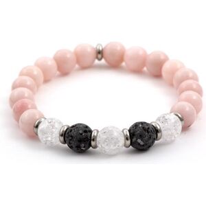 Beneto, Armschmuck, Beaded bracelet made of lava stone. jade and crystal MINK35/17, (Jade, Lava Stein, Kristall) Beneto, Armschmuck, Beaded bracelet made of lava stone. jade and crystal MINK35/17, (Jade, Lava Stein, Kristall)