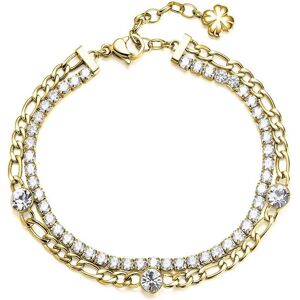 Brosway, Armschmuck, Double gold-plated bracelet for luck with Desideri zircons BEI048, (Edelstahl) Brosway, Armschmuck, Double gold-plated bracelet for luck with Desideri zircons BEI048, (Edelstahl)