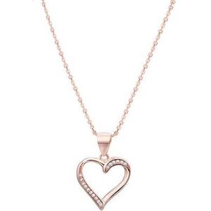 Beneto, Halsschmuck, Pink gold plated silver necklace with heart AGS289 / 47-ROSE (L), (Silber) Beneto, Halsschmuck, Pink gold plated silver necklace with heart AGS289 / 47-ROSE (L), (Silber)