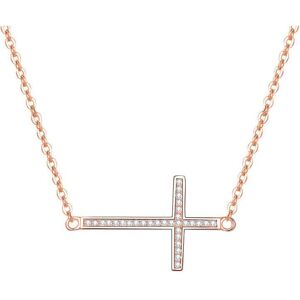 Beneto, Halsschmuck, Pink gold plated silver necklace with cross AGS196 / 47-ROSE (L), (Silber) Beneto, Halsschmuck, Pink gold plated silver necklace with cross AGS196 / 47-ROSE (L), (Silber)