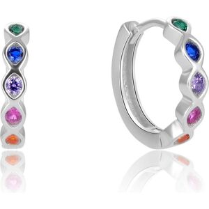 Beneto, Ohrringe, Round silver earrings with colored zircons AGUC2696 Beneto, Ohrringe, Round silver earrings with colored zircons AGUC2696