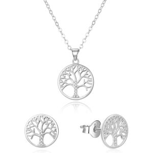 Beneto, Halsschmuck, Silver Set of Tree of Life Jewelry AGSET214R (Necklace, Earrings), (Silber) Beneto, Halsschmuck, Silver Set of Tree of Life Jewelry AGSET214R (Necklace, Earrings), (Silber)