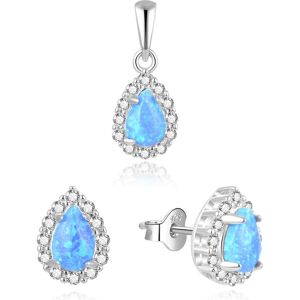 Beneto, Schmuck Set, Schönes Schmuckset mit blauen Opalen AGSET137L (Anhänger, Ohrringe), Blau Beneto, Schmuck Set, Schönes Schmuckset mit blauen Opalen AGSET137L (Anhänger, Ohrringe), Blau