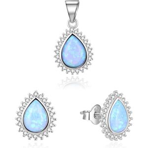 Beneto, Schmuck Set, Charming jewelry set with blue opals AGSET231L (pendant, earrings), Blau Beneto, Schmuck Set, Charming jewelry set with blue opals AGSET231L (pendant, earrings), Blau