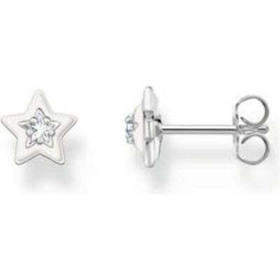 Thomas Sabo, Ohrringe, Ohrstecker Stern mit weissen Steinen und weisser Kaltemaille Silber, (925er Silber, Emaille) Thomas Sabo, Ohrringe, Ohrstecker Stern mit weissen Steinen und weisser Kaltemaille Silber, (925er Silber, Emaille)